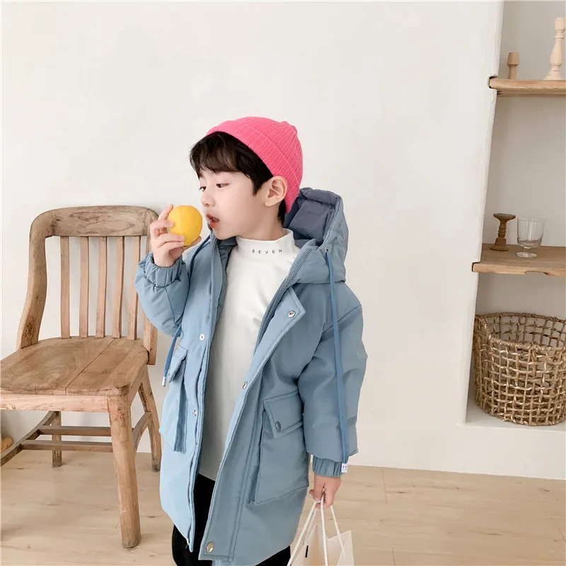 

Children's Down Garment 2019 New Kids Down Garment Mid-long Autumn and Winter Hat Thickened Winter Coat