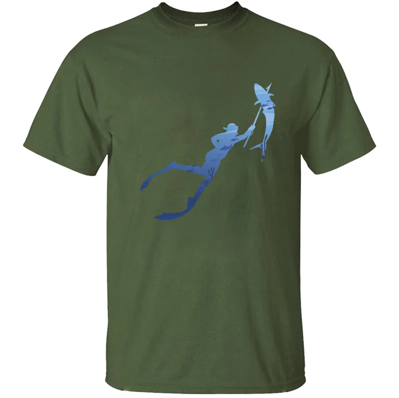 Забавная Повседневная футболка для подводной охоты, фридивинга, рыбалки, подводной охоты, Мужская футболка, однотонная хлопковая футболка для фитнеса, дизайнерские топы