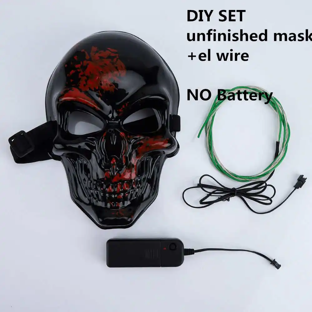 DIY Mask Set Маска на Хэллоуин Led Светящиеся вечерние страшные маски череп El проволока светящаяся маска Светящиеся в темноте DIY декоративный реквизит на Хэллоуин костюм - Цвет: DIY Mask Set