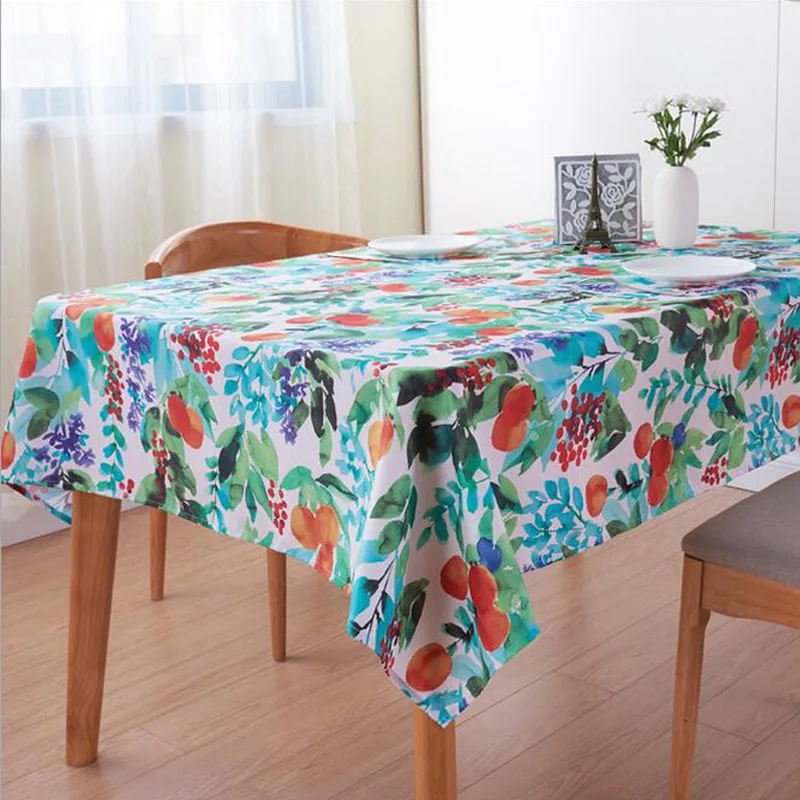 

Withme Watercolour Fruit Tablecloth 100% Polyester Home Dustproof kitchen pattern Wedding Coffee desk Rectangular table Covers