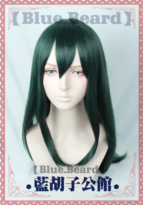 

My Hero Academia Asui Tsuyu Cosplay Wigs High-temperature Fiber Synthetic Hair 39inches Green Long Straight Hair + free hair net