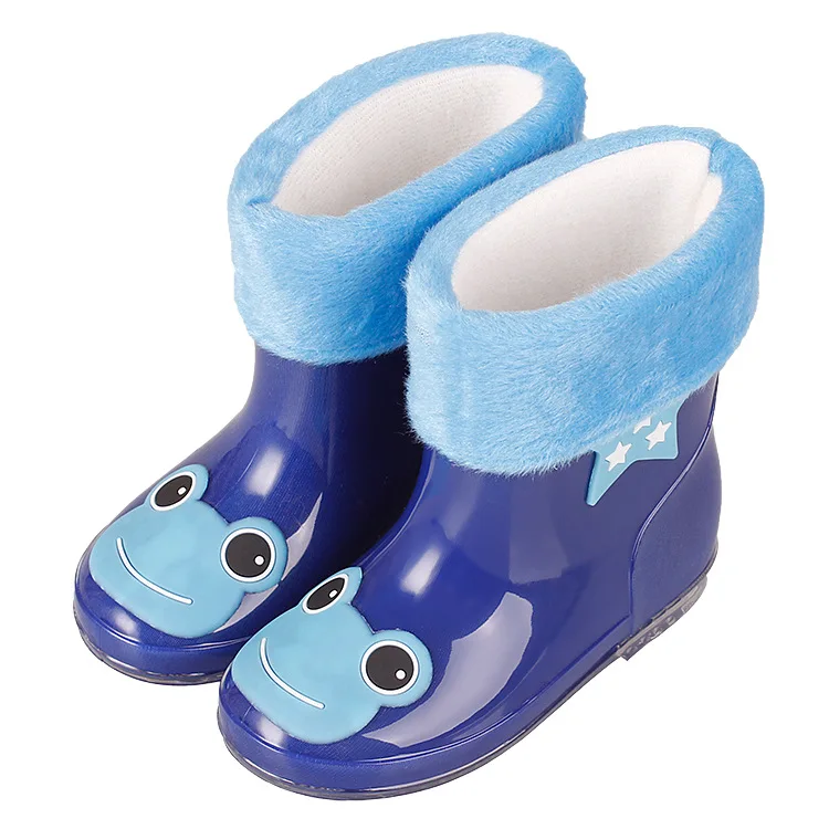 Children's rain shoes boys and girls outdoor water shoes direct sales non-slip student boots PVC baby rain boots plus cotton