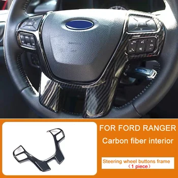 

For Ford Ranger 2015-2019 Interior Decoration Car Accessories High Quality ABS Plastic Carbon Fiber Steering Wheel Button Frame