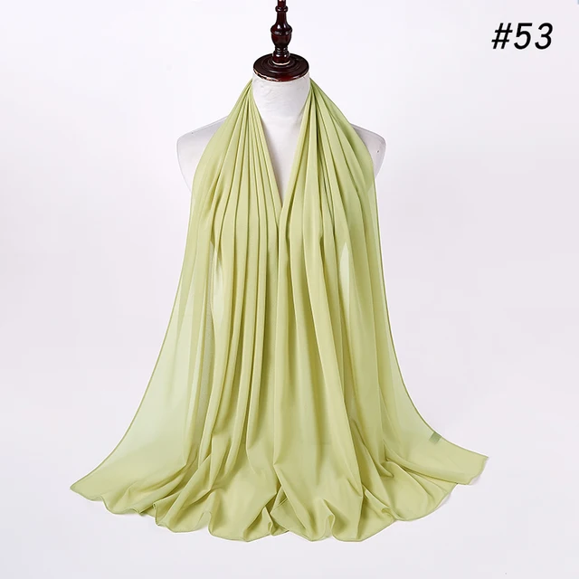 women plain bubble chiffon scarf hijab wrap printe solid color shawls headband women hijabs scarves/scarf 60 colors COLOR 53