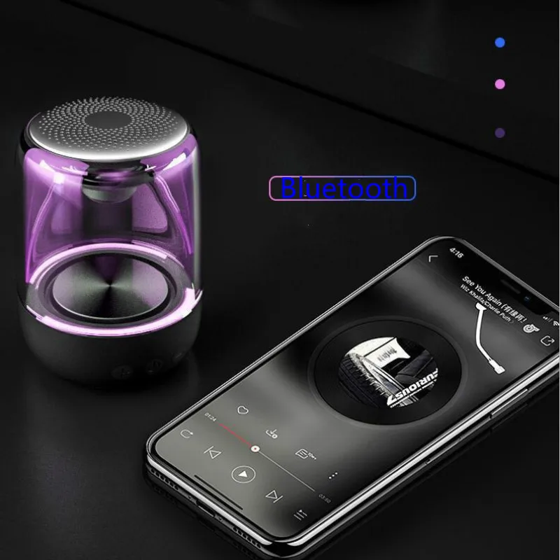Кристальное стекло C7 Будильник беспроводной Bluetooth динамик Мода бас аудио