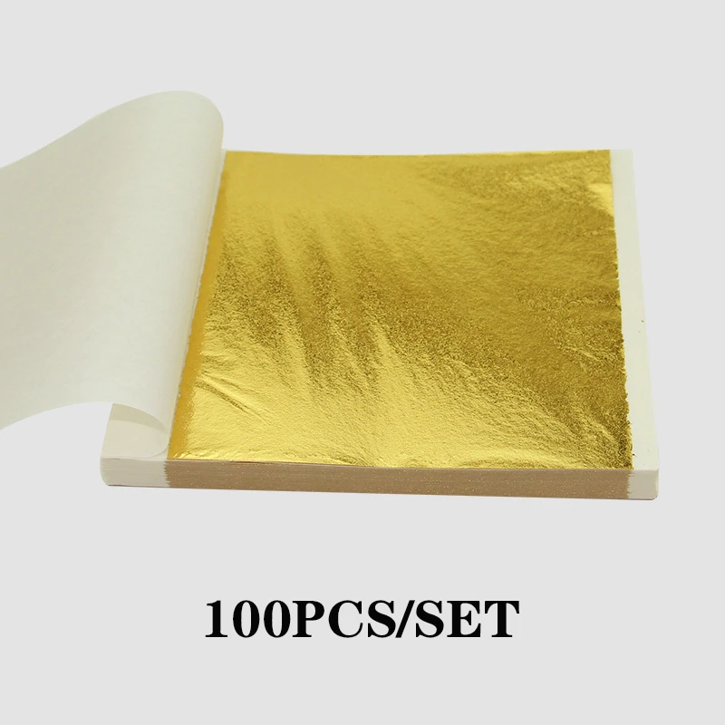 100X Gold/Silver Leaf Sheets Foil Art Crafts Design Gilding Paper Scrap  Decor DIY Phone Case Nail Art Resin Casting Accessories