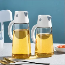 Kitchen Vinegar Jug Glass Oil Jug Dispenser Automatic Opening Household Bottle Oil and Vinegar Honey Olive Oil Container