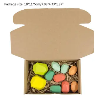 

10 Pcs Children Wooden Colored Stone Stacking Game Building Block Education Toy