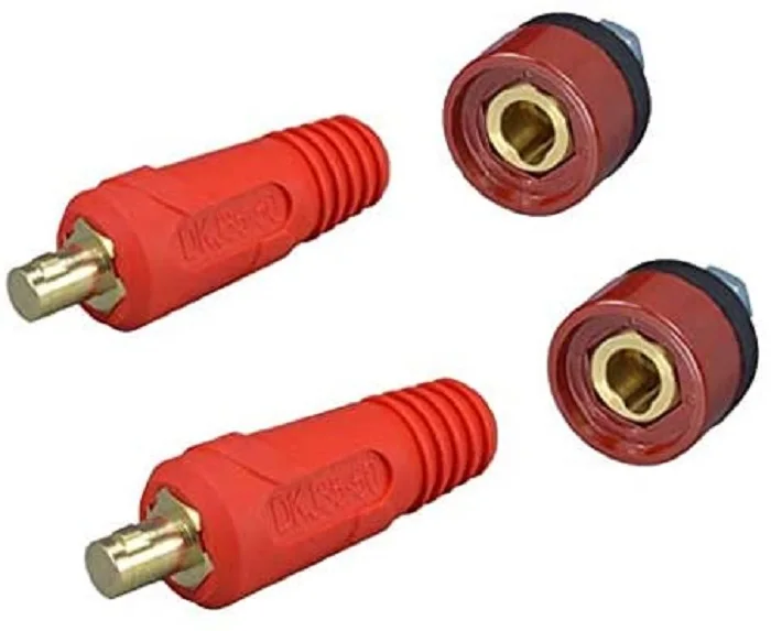 

RIVERWELD TIG Welding Cable Panel Connector-plug and Socket DKJ35-50 & DKZ35-50 Dinse Quick Fitting Red Color 4pcs