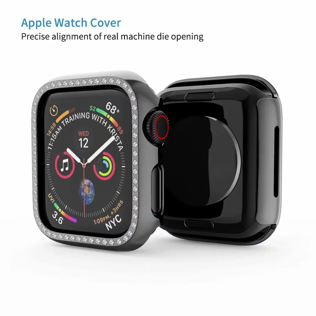Чехол-бампер с алмазами для Apple Watch Series 3 4 2 5 PC чехол тонкий чехол для iWatch защитная пластиковая рамка 40 мм 44 мм 38 мм 42 мм оболочка