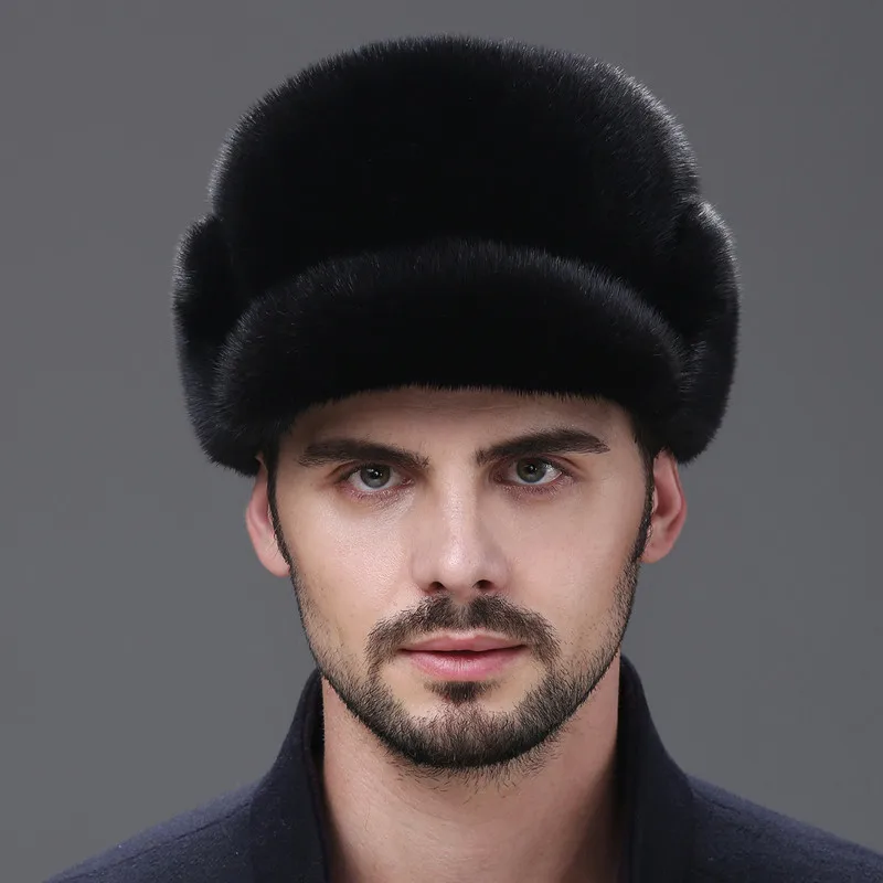 

Fur Hat Men's Winter Mink Fur Mink Winter Middle-aged And Old People's Leather Warm Mink Hat Men's Whole Mink