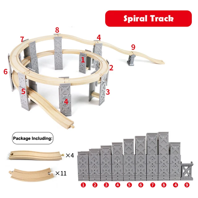 Wooden Track Railway Accessories Bridge Train Station Tunnel Cross Compatible All Brands Wood Track Educational Toys for Kids 11