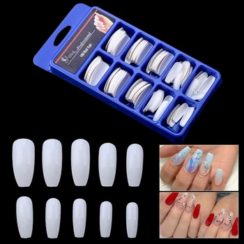 

100pcs/box Mix Acrylic Fake Nails Art Tips French Full/Half Artificial Flat Shape Full False Nails For UV Gel Manicure Fake Tips