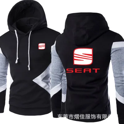 

2020 New for SEAT Car Logo Spring Autumn Fashion Men Pullover Sweatshirts Patchwork Casual Cotton Hoodies Clothing S-5XL Size