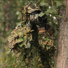 Новейший полиэстер прочный открытый лесной Снайпер Ghillie костюм комплект плащ военный 3D лист камуфляж джунгли Охота птичка