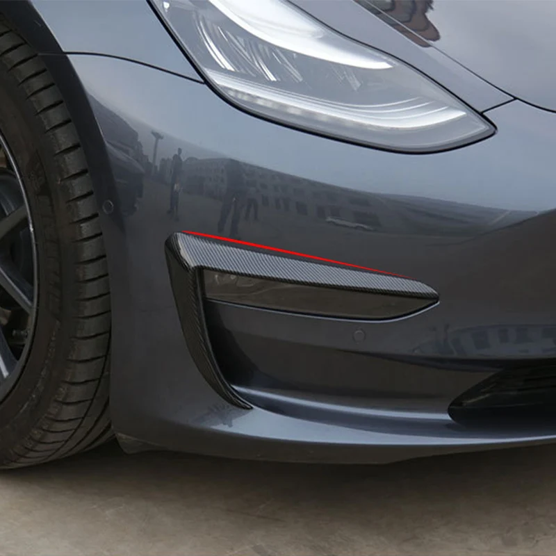 

Front Bumper Air Knife Carbon Fiber Front Fog Lights Decorative For Tesla Model 3 2017 2018 2019
