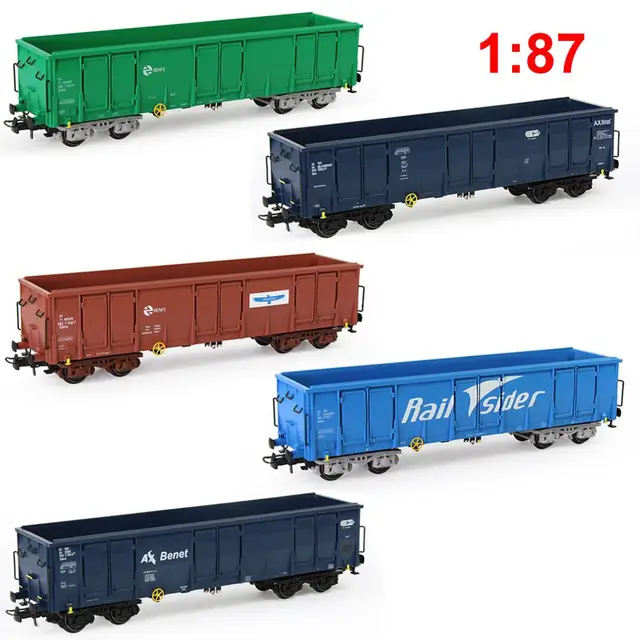 2pcs HO Scale 1:87 40ft High-side Gondola Car Printed Railway Wagons Model Train Container Carriage Freight Car C8742P