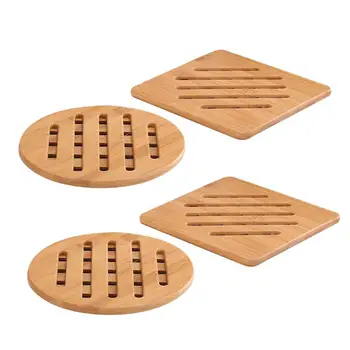 

Household Bamboo Heat Insulation Pad Thicken Anti-scalding Non-slip Pan Bowl Placemat for Home (Square Diameter 16.8CM) (Khaki)