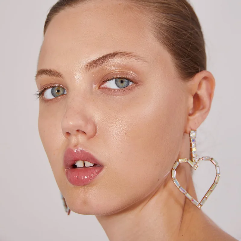 

JSMYGS New Heart Fashion Statement Earrings For Women Retro Inlay Colorful Rhinestone Earring 2019 Dangle Hanging Jewelry Gift