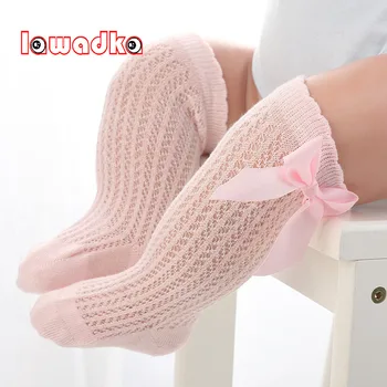 lawadka Baby Girl Socks Toddler Baby Bow Cotton Summer Mesh Baby Knee Socks Newborn Infant Non-slip Long Baby Boys Socks 0-2T 1