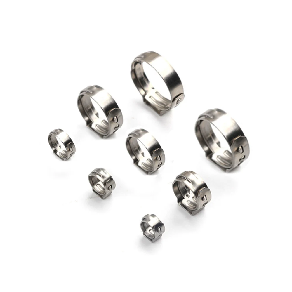 304 스테인레스 스틸 싱글 이어 스텝리스 호스 클램프, 5.8-23.5mm 호스 클램프, 신치 클램프 링, 45 PCs, 80PCs