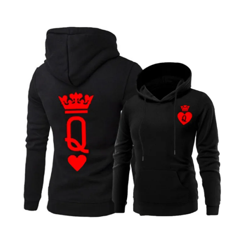 King& queen& Princess& Prince/толстовка с капюшоном для пары черный любовник с капюшоном Топ Модный хлопковый флис Sudadera hombre
