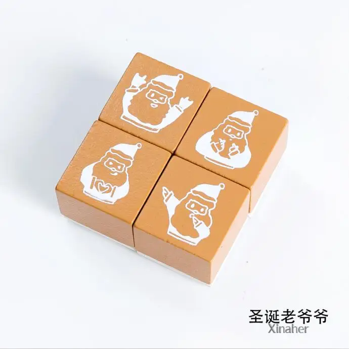 I XINAHER Vintage Christmas socks deer stamp DIY wooden rubber stamps for scrapbooking stationery scrapbooking standard stamp - Цвет: I