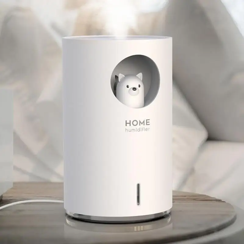 

900ml Bear Shaped Humidifier LED Chromatic Lamp Essential Oil Aroma Diffuser Ultrasonic Air Purifier USB Nano Spray Atomizer