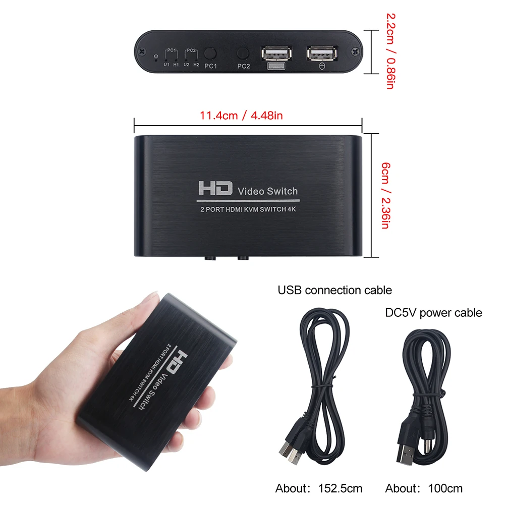 HDMI KVM Switch 4 In 1 Out HDMI Switcher USB Hub Connect Switch For Laptopr Dual Monitor Keyboard Mouse HDMI KVM Switch 4 In 1 Out HDMI Switcher USB Hub Connect Switch For Laptopr Dual Monitor Keyboard Mouse