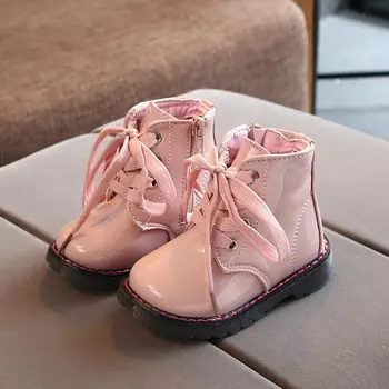 

Autumn Winter Girls Boys Martin Boots Fashion Brand Kids Leather Boot Girls Zipper Soft Casual Sneakers