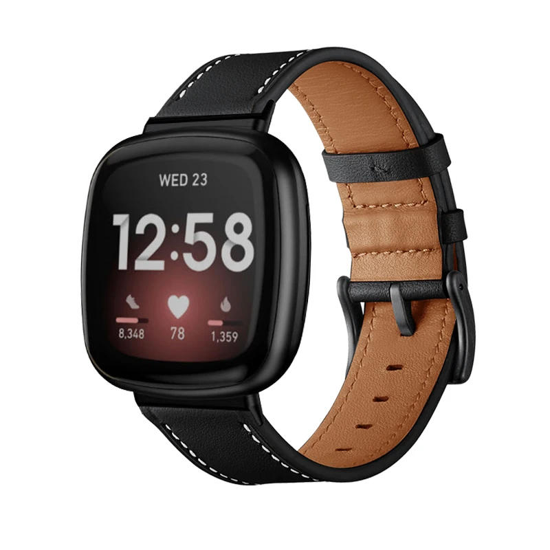 Leather Ventilation Bracelet Strap For Fitbit Versa 2 3 Sense Band Loop Genuine Leather Smart Watch Strap Replacement 