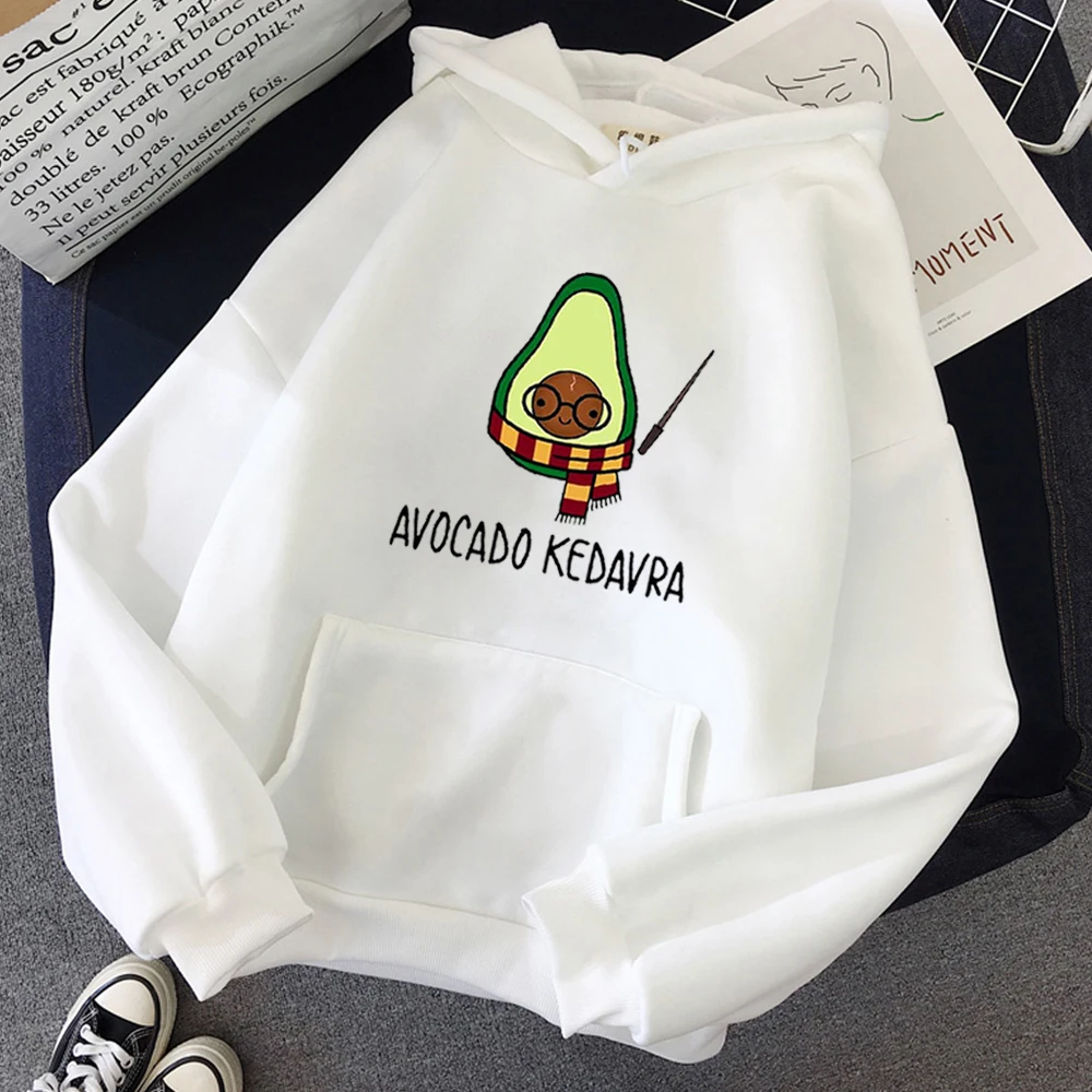Зимняя одежда с ворсом авокадо Kedavra Графика принт Для женщин толстовки Kawaii Толстовка Мягкий Кашемировый Свитер оверсайз Толстовка уличная женственные блузы сама по себе