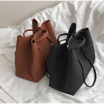 

1 pc Women Soft Leather Shoulder Bag 2020 Handbags Large Capacity Bucket Bags Designer Messenger Bag Casual Tote Mujer Bolsas