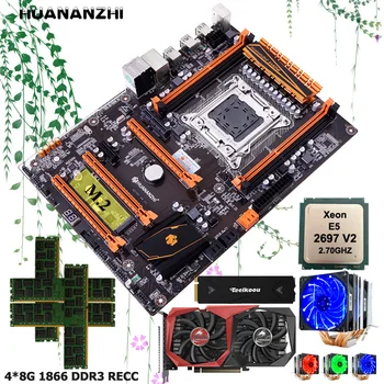 شراءHUANANZHI X79 LGA2011 اللوحة مع سيون CPU E5 2697 V2 CPU المبرد 512G NVMe SSD RAM 32G(4*8G) 1866 RECC GTX1660TI 6G DDR6