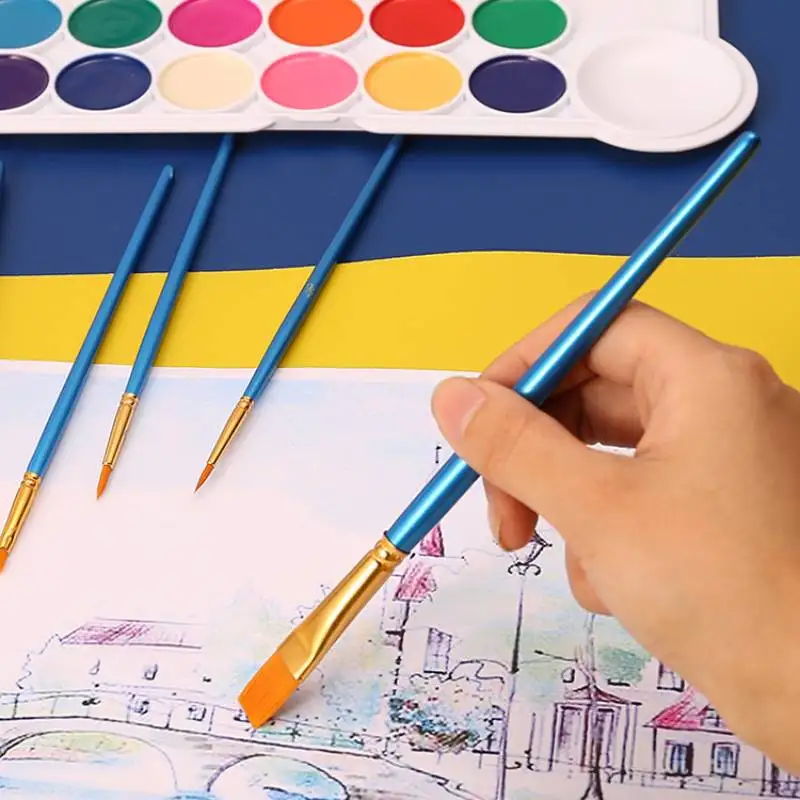 

10Pcs/Set paint by numbers brushes Watercolor Gouache Paint Brushes Different Shape Round Pointed Tip Nylon Hair Painting Brush