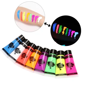 

8pcs 10ml Cosplay Face Fancy Glow In The Dark UV Light Fluorescent Body Paint Tattoo Non Toxic Neon Night Party Makeup Pigments