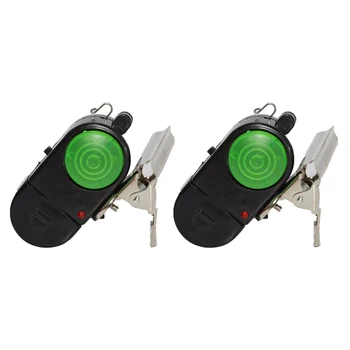 

2pcs Fishing Alarm Electronic LED Fish Bite Sound Alarm Bell Clip On Fishing Rod Black