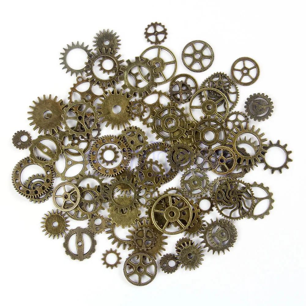 Mixed 90g Steampunk Gear Charms Pendants Antique Bronze Tone Jewelry Making DIY Bracelet Necklace Handmade Craft Accessorie