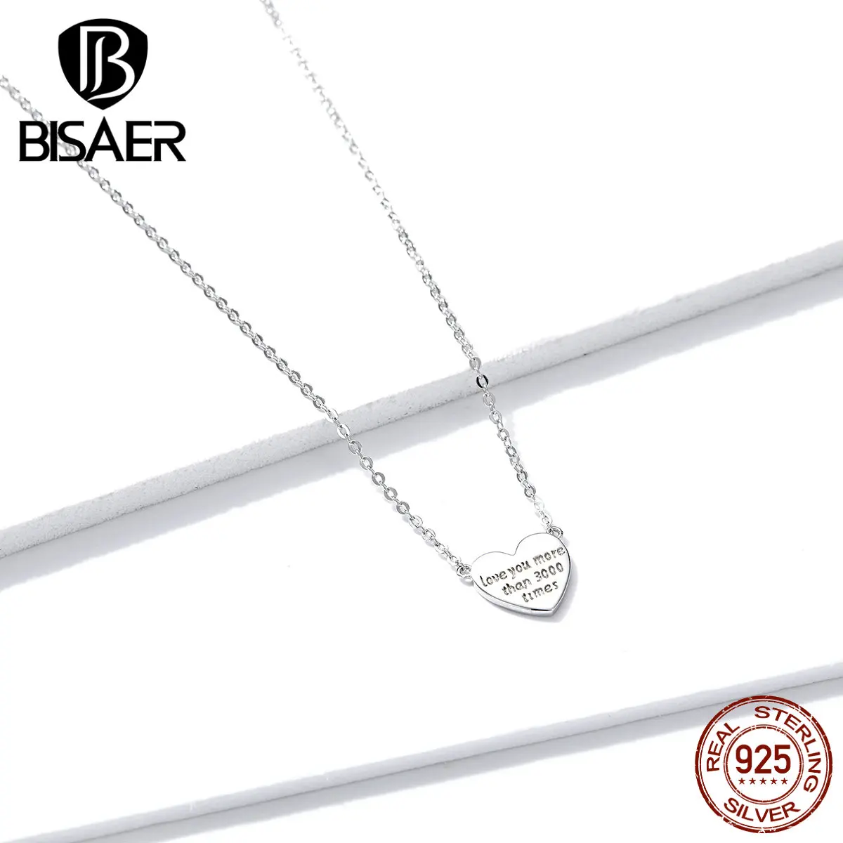 BISAER подлинное 925 пробы Серебряное ожерелье с подвеской Love Story регулируемое подлинное серебряное ювелирное изделие HVN120
