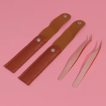 

4pcs Eyelashes Tweezers Set Stainless Steel Precision Tweezers Lash Tweezers for Eyelash Extension (Rose Gold)