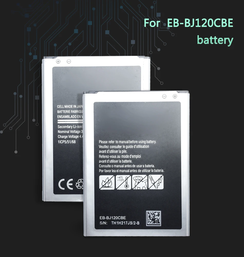 Батарея EB-BJ120CBE для Samsung Galaxy J1() J120 J120F J120A J120T мобильный сменная батарея для мобильного телефона 2050 мАч EB BJ120CBE