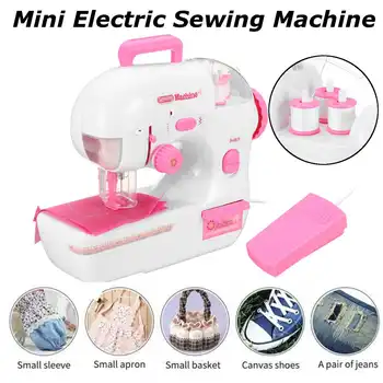 

Eworld Mini Handheld Pedal Sewing Machines Dual Speed Double Thread Multifunction Electric Automatic Tread Rewind Sewing Machine