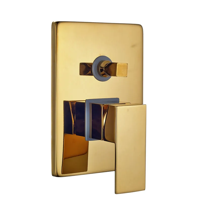 8" Golden Brass Square Shaped Bathroom Wall Mount Shower System