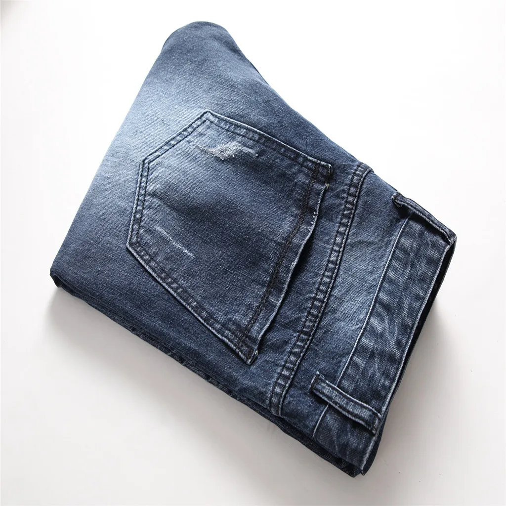 Модные Для Мужчин's Повседневное личность Slim Fit джинсовые морщинки джинсы Штаны Pantalon Hombre Для мужчин Повседневное штаны, мужские брюки высокое качество