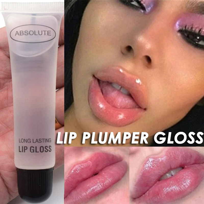 Sexy Clear Lip Oil Moisturizer Lip Gloss Long Lasting Liquid Lipstick Big Lips Pump Transparent gloss Clear Oil