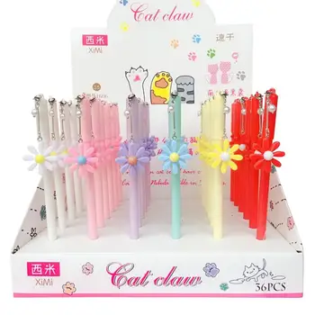 

36 pcs/lot Creative Daisy Pendant Gel Pen Cute 0.5 mm black Ink signature Pens Promotional Gift Stationery School Supplies