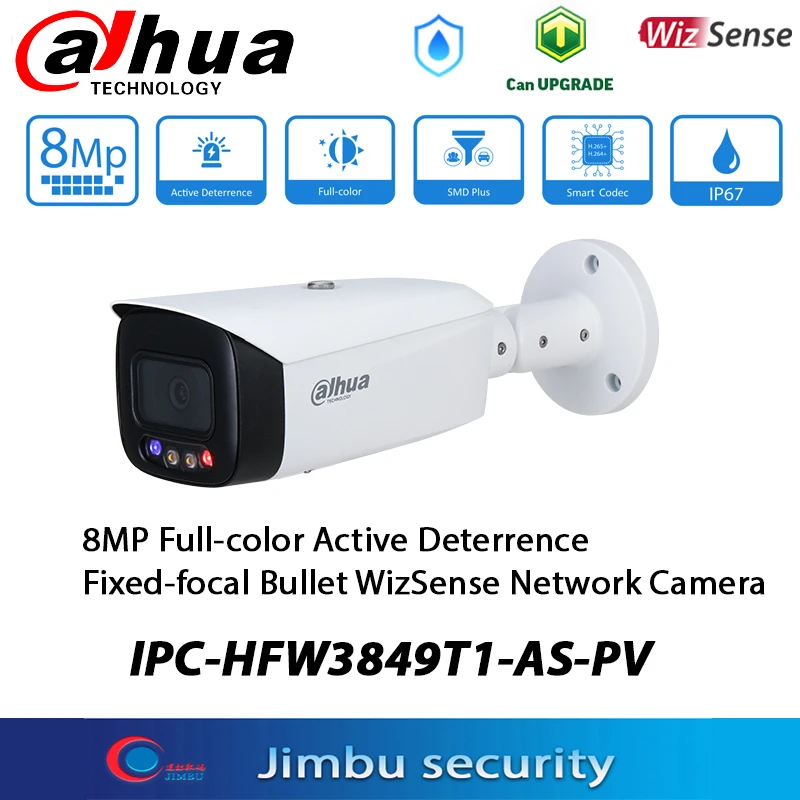 Dahua 8MP POE 4K Full color IPtv Camera IPC HFW3849T1 AS PV H.265 IR30m
