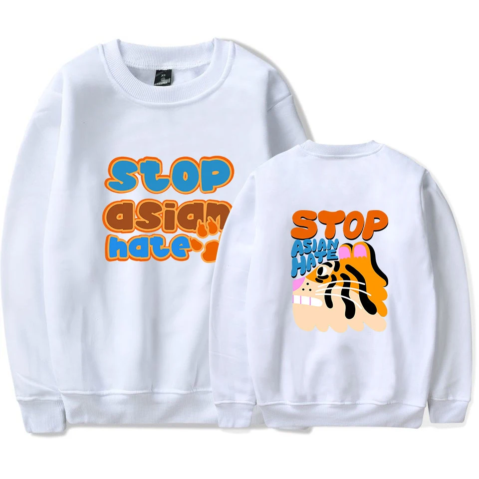 Stop Asian Hate Character Hoodies Fleece Streetwear Hoody 2021 Male Loose Casual Pullover Autumn Spring New