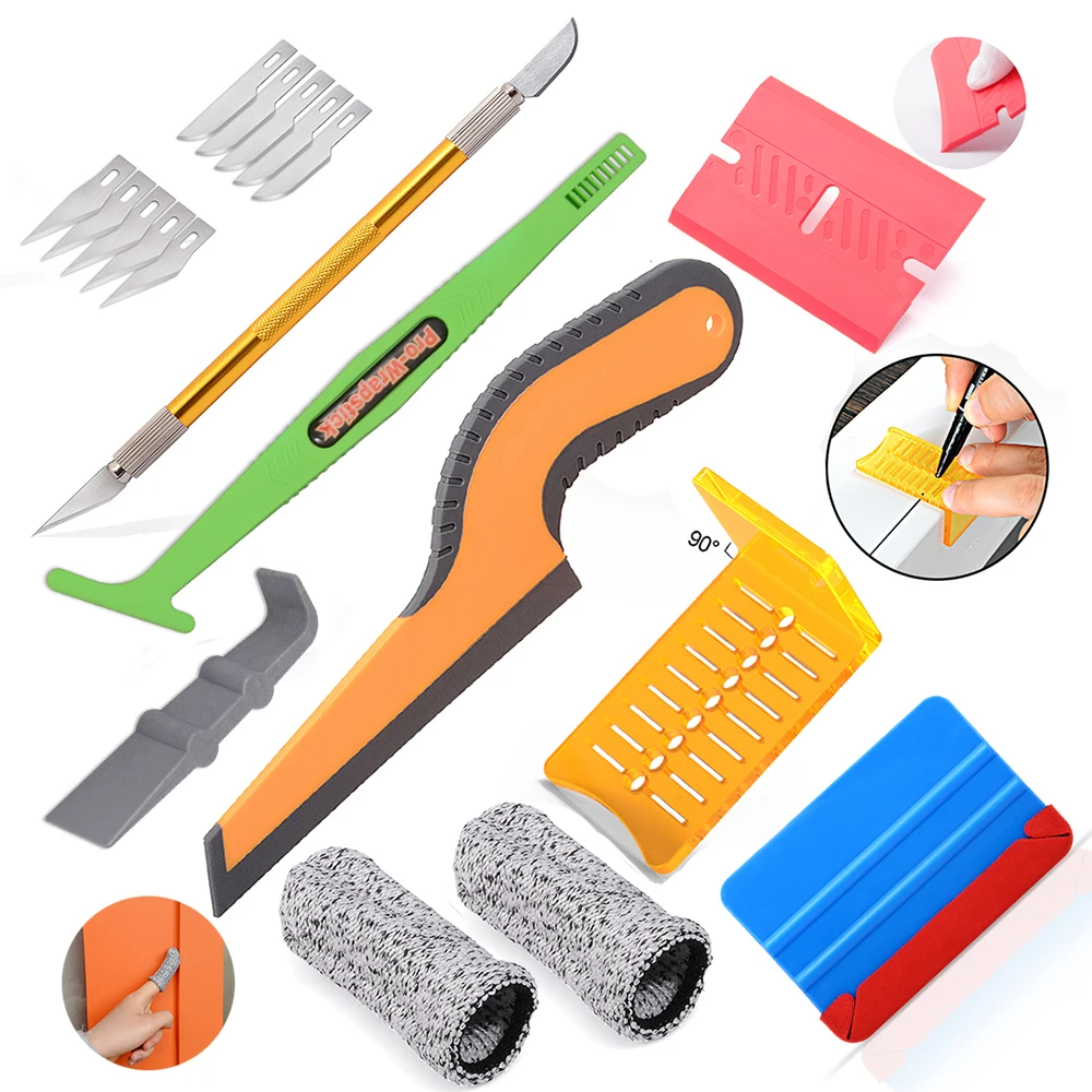 

EHDIS Car Accessories Vinyl Wrapping Kit Tool Carbon Fiber Stickers Wrap Window Tint Film Survey Squeegee Water Scraper Knife