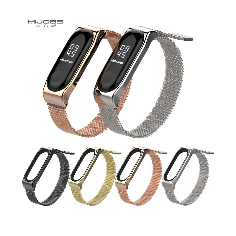 

Mijobs Mi Band 3,band4 Metal Strap for Xiaomi Mi Band 3,mi band4 Bracelet Wristband Smart watch Bracelet Stainless Steel